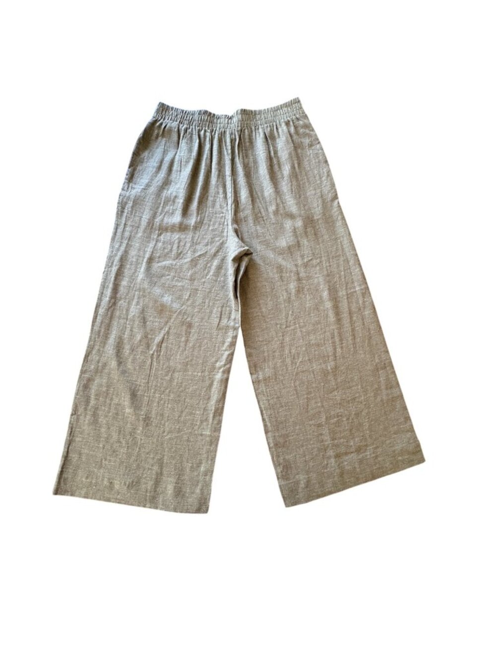 Linen Wide Leg Pants Pull On Summer Beachy Boho Size Large Ella Moss Cropped